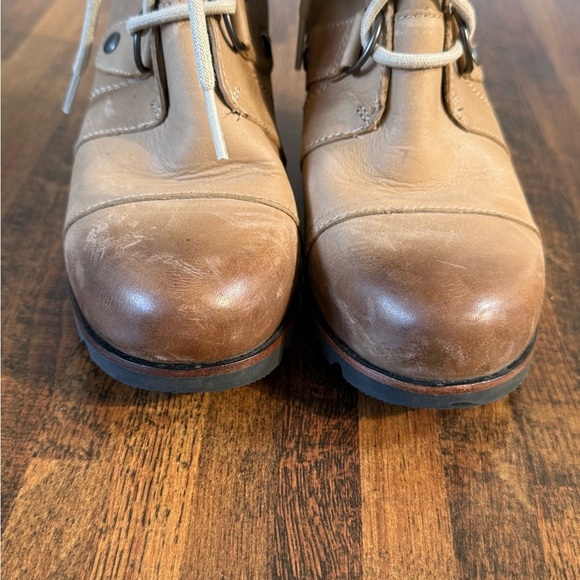 Sorel Joan of Arctic Wedge II Tan Leather Lace Boots Women's size 7 - Picture 3 of 10